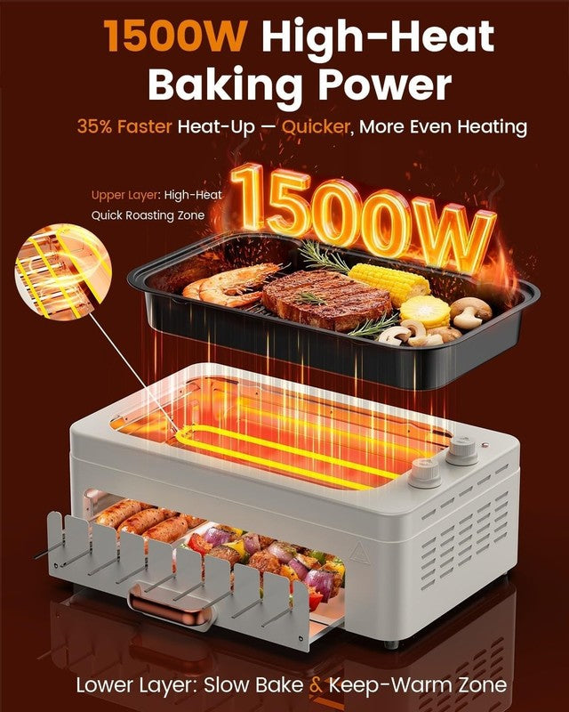 4 in 1 Smokeless Indoor Electric Grill w/ Rotating Skewers & Hot Dog Roller5