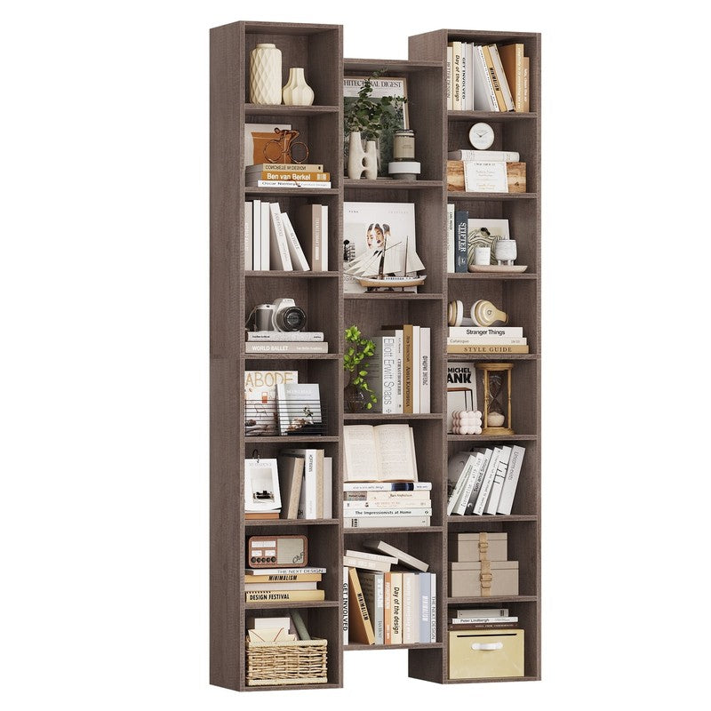 21-Cube Bookcase and Bookshelves with Adjustable Shelves, 71.3'' Triple Width Op8