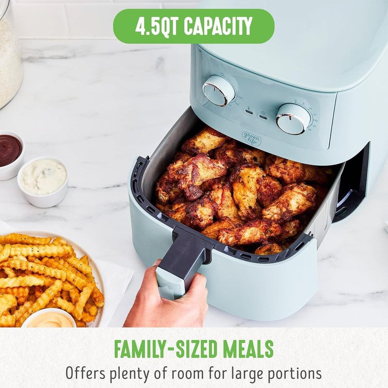 4.5QT Air Fryer, Mechanical Dial Controls, Pfas Free Ceramic Nonstick Drawer, Ad3