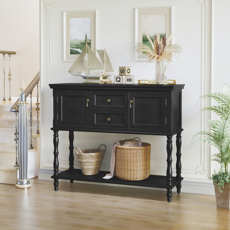 42” Farmhouse Modern Console Table Entryway w/ Storage Shelf Black8