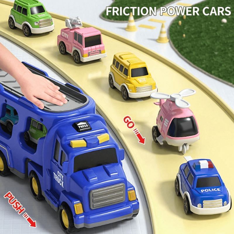 Toddler Storage  Big Truck Toys for Kids Baby Big Inertia Car Toys with 6 Car fo6