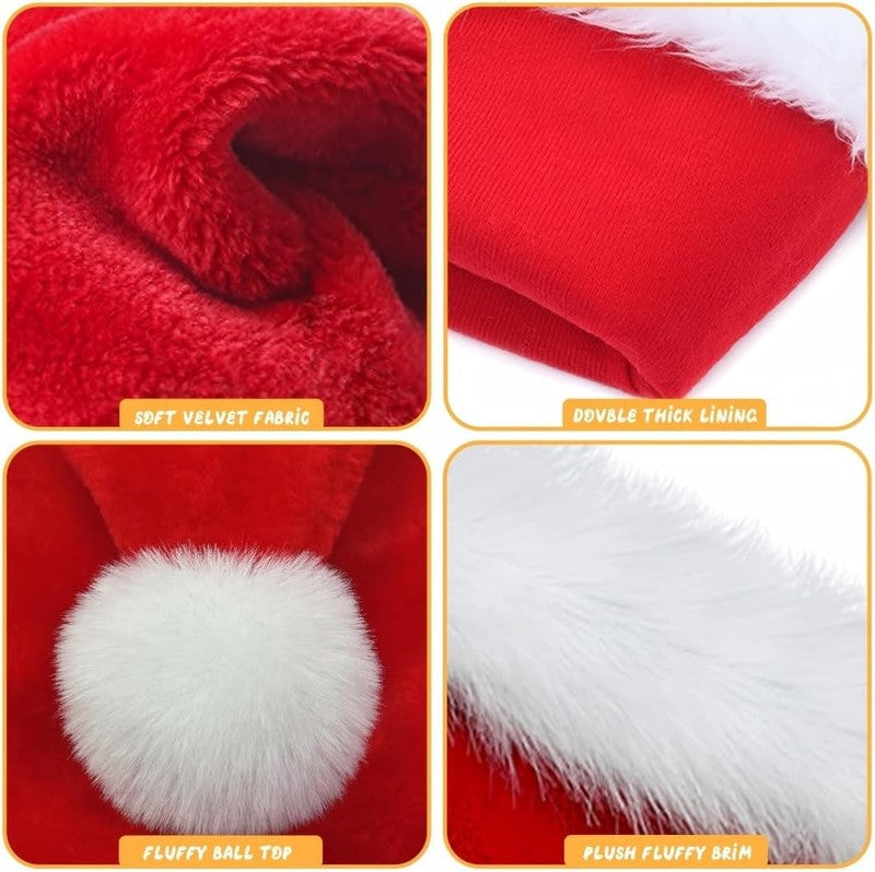 Christmas Hat, Santa Hats for Adults & Kids Red Velvet Comfort Extra Thicken Hol1