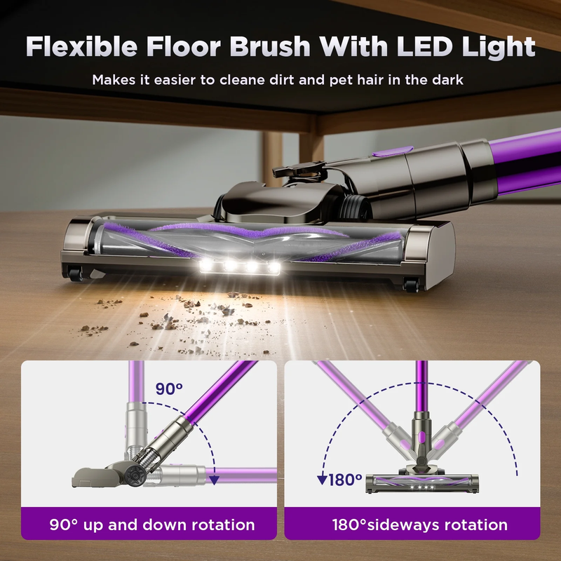 Cordless Stick Vacuum Cleaner 38KPA 50Min Lightweight Pet Hair Carpet7