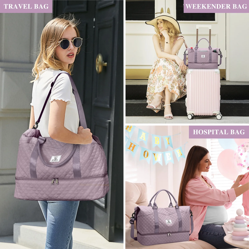 Travel Duffle Bag Weekender Bags for Women with Shoe Compartment Carry on Overni7