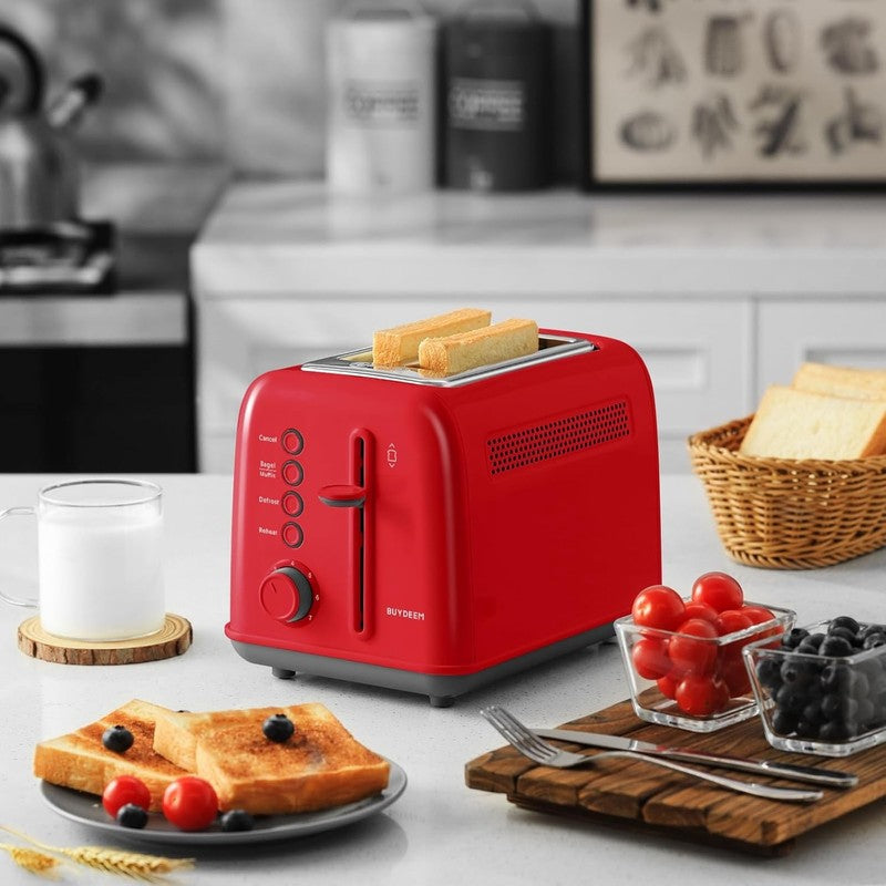 Retro 2 Slice Toaster Extra Wide Slots Stainless Steel 7 Shade Bagel Muffin Red7