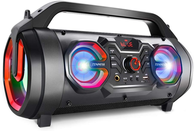Portable Bluetooth Speaker, Subwoofer, 30W, FM Radio, RGB Lights, 10H Playtime0