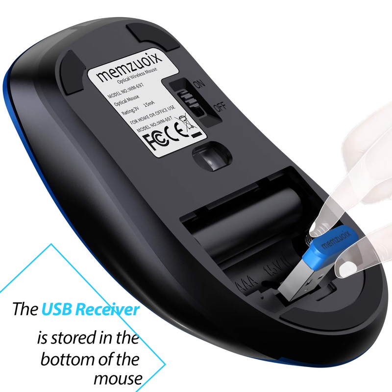 Wireless Optical Mouse 1400 DPI 5 Button USB Receiver for PC Laptop Blue2
