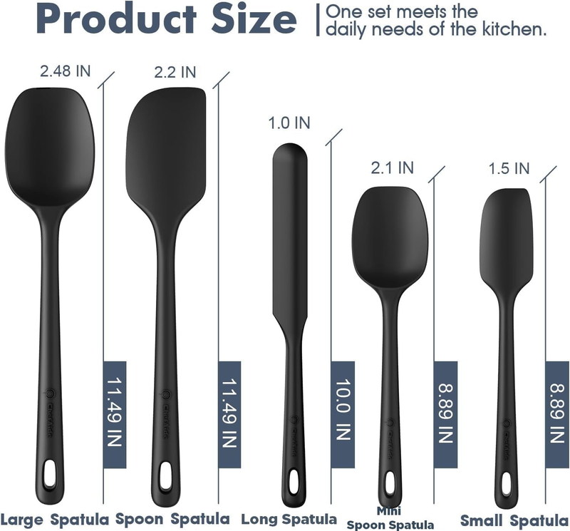 5 Piece Silicone Spatula Set Heat Resistant 600°F Nonstick Cookware1