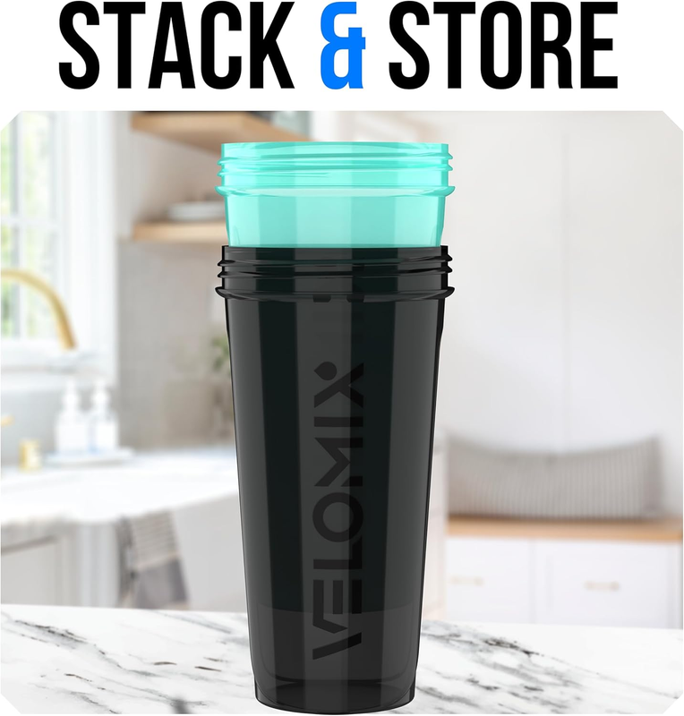 2 Pack 28oz Protein Shaker Bottles Wire Whisk Leakproof Black Turquoise5