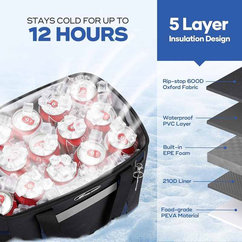 Collapsible Soft Cooler Bag 35 Cans Leakproof Beach Camping Cooler2
