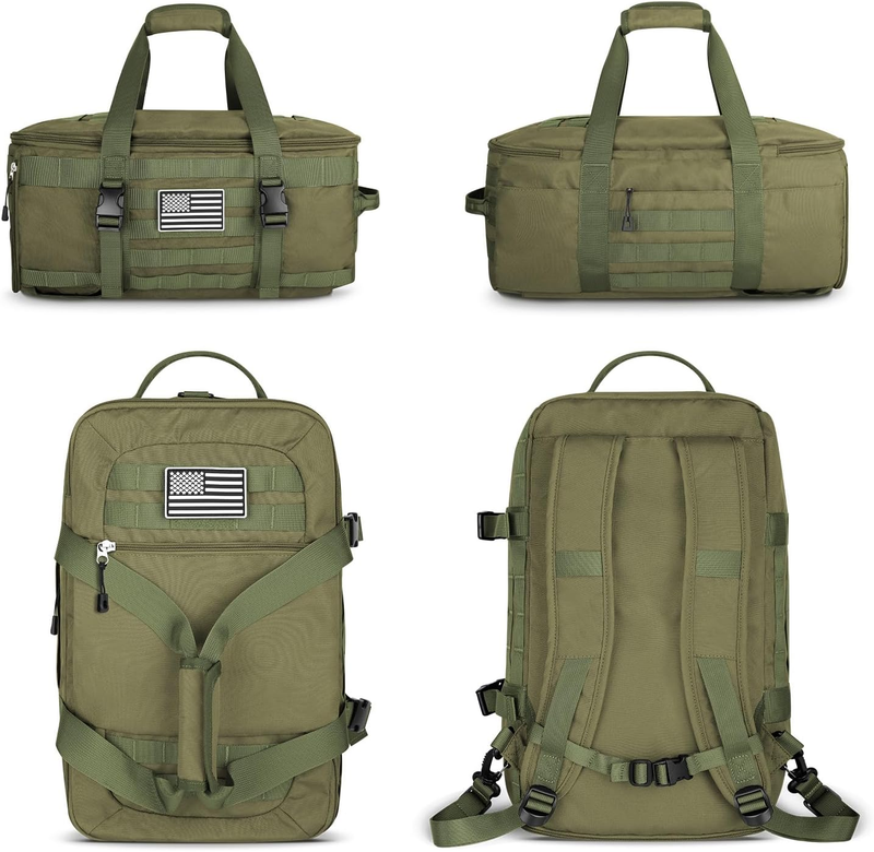 45L Gym Duffle Backpack 3‑in‑1 Duffle & Backpack w/ Shoe Compartment Green4