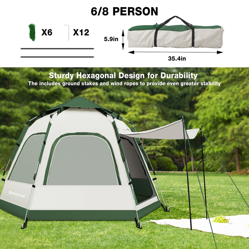 4 6 Person Camping Tent Instant Setup Outdoor Hiking Tent Carry Bag2