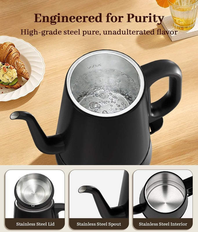 Gooseneck Electric Kettle 1L 1000W Fast Boil Pour Over Coffee Tea Black4
