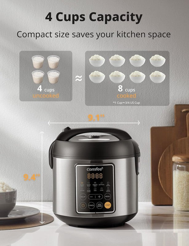 Rice Cooker 4 Cup/8 Cup Cooked 2Qt Small Multi Cooker 10 Presets Steamer Pot2