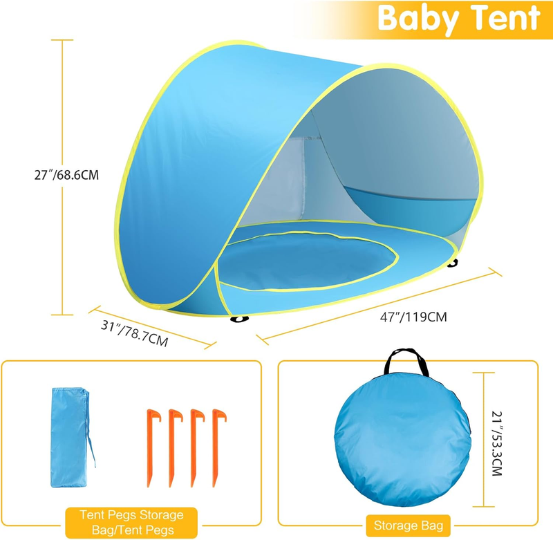 Baby Beach Tent Pop Up with Pool UPF50+ UV Protection Sun Shelter2