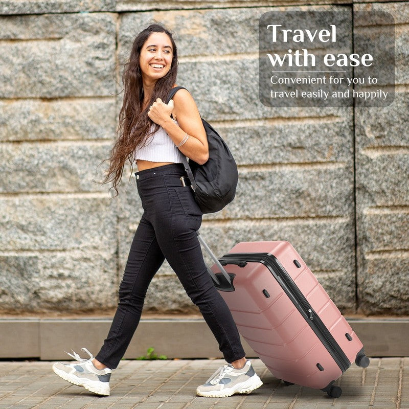 3-Piece Hard Shell Luggage Set ABS Expandable Spinner TSA Lock Pink4
