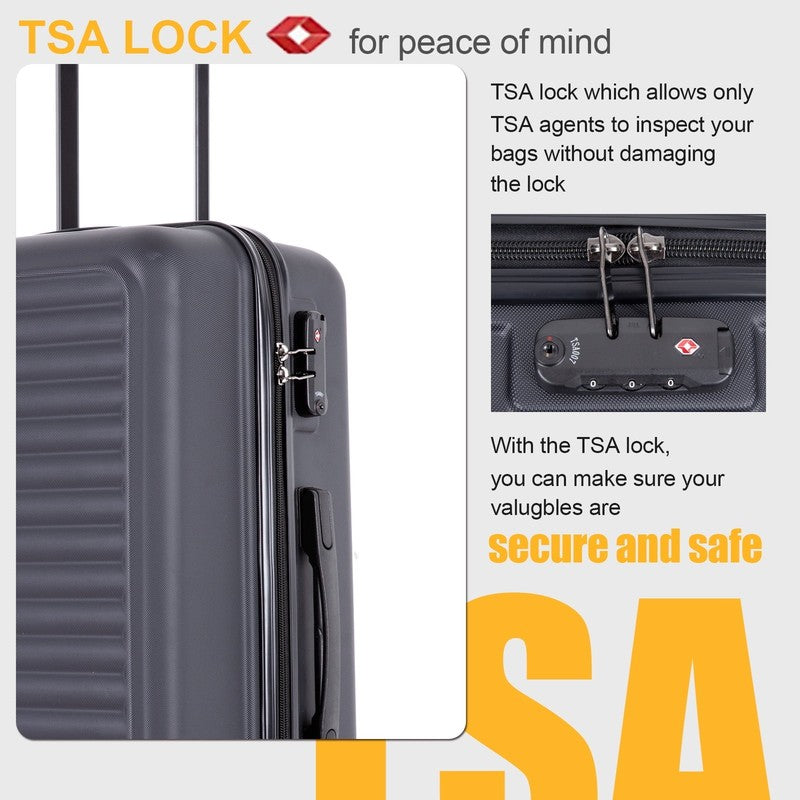 3 Piece Hardside Luggage Set Hardshell Lightweight Suitcase with TSA Lock Spinne5