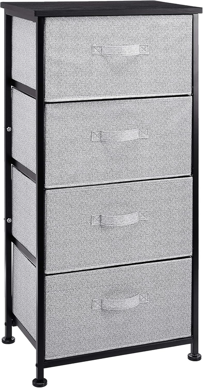 4 Drawer Fabric Storage Organizer Closet Bedroom Unit Black11