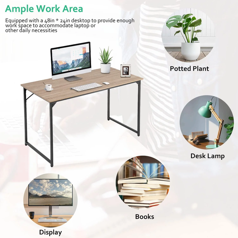 47 Inch Computer Desk Modern Writing Desk for Adults,Nature5