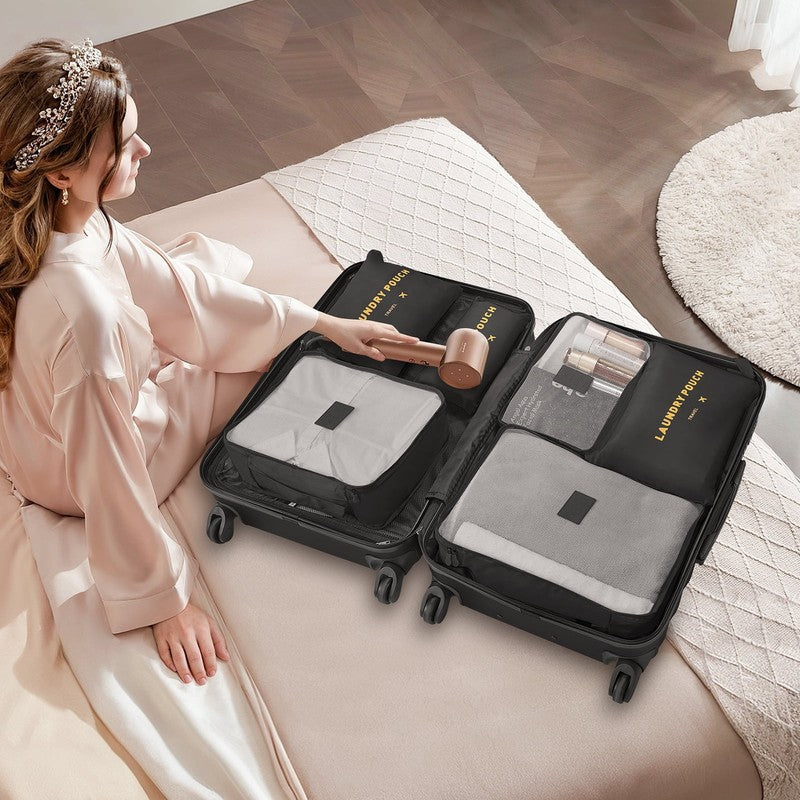 10 Piece Luggage Set Hardside Spinner Suitcase 28 24 20 Inch Backpack Black2
