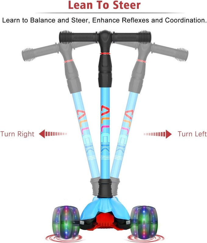 Kick Scooter B02 Lean 'N Glide Wide PU Light Up Wheels 4 Heights Aqua Blue3