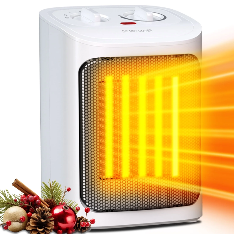 750W/1500W Ceramic Space Heater, 2S Heat, Small, Safe, for Indoor Use, White8