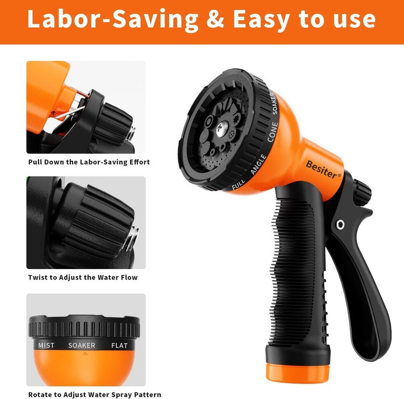 2-Pack Heavy Duty Garden Hose Nozzle with 10 Watering Patterns2