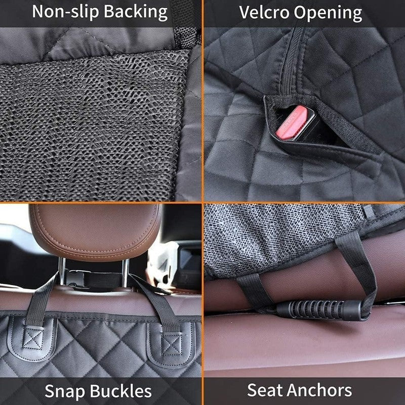 Waterproof Dog Car Seat Cover Back Seat, Nonslip Durable Soft, Black, Universal2
