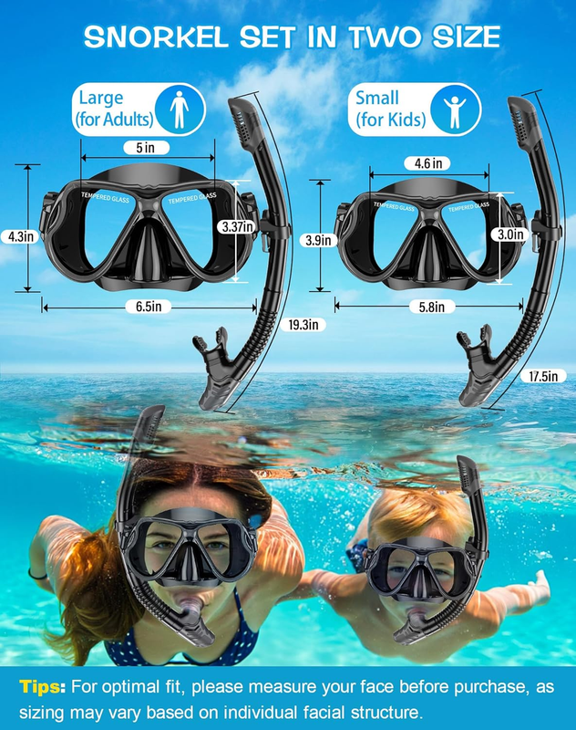 Dry Snorkel Set Panoramic Wide View Anti-Fog Scuba Mask Snorkeling Gear4