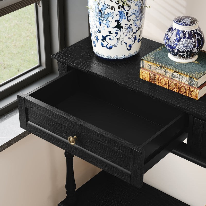 40” Modern Console Table Entryway Sofa Table w/ 2 Drawers Black2