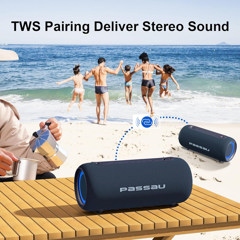 Portable Bluetooth Speakers 40W Peak Loud Stereo Sound, Passive Radiators-Deep B4