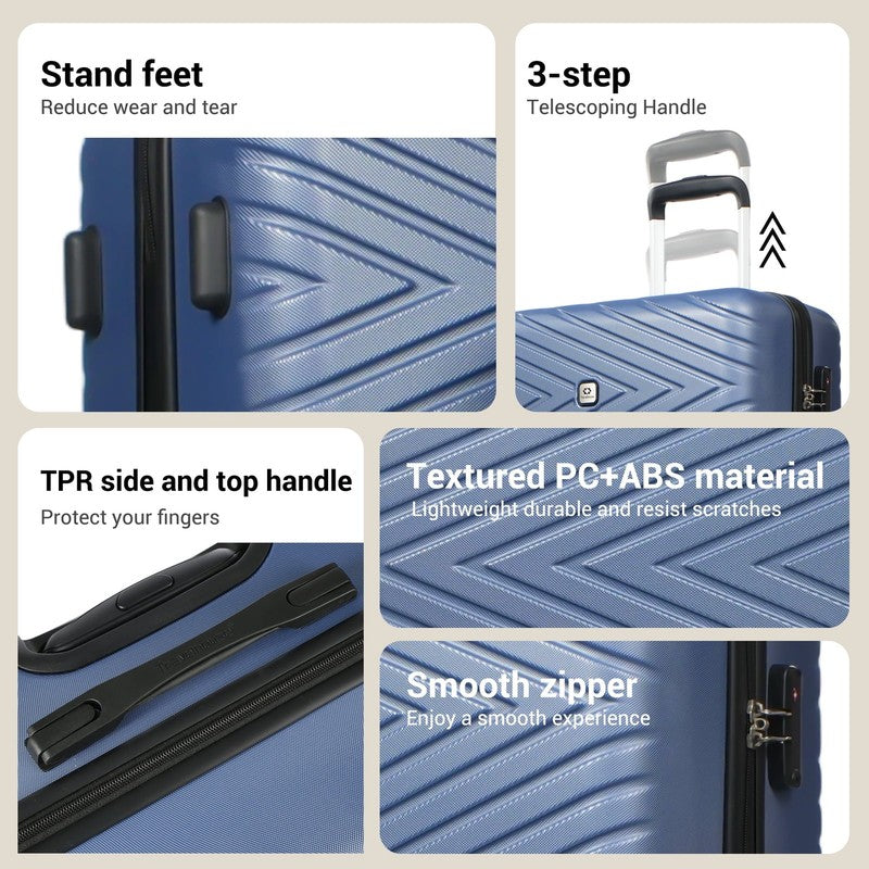 4 Piece Hardshell Luggage Set Hardside Lightweight Suitcase with TSA Lock Spinne1