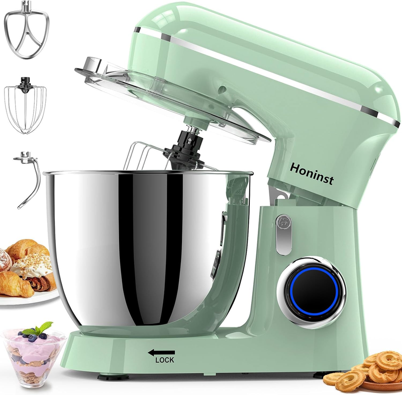 6.5QT Stand Mixer 10 Speed Tilt Head Kitchen Mixer Light Green Baking Tool8