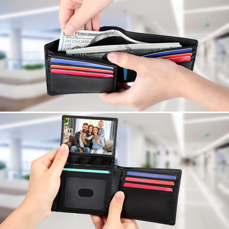 Wallet for Men, Slim Leather Rfid Blocking Mens Wallet with 2 ID Windows, Bifold1