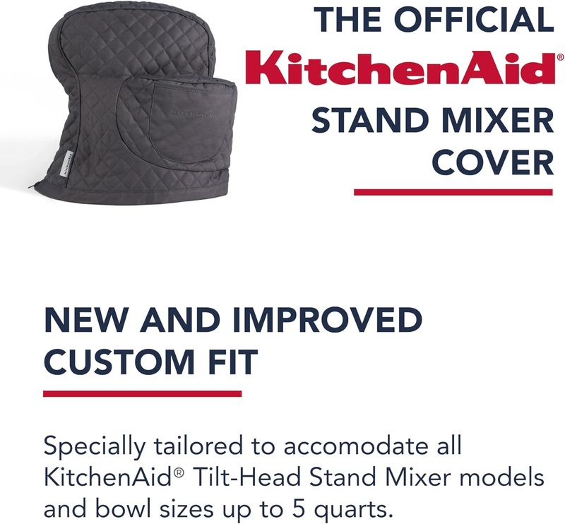 KitchenAid Tilt Head Stand Mixer Cover Quilted Cotton Storage Pocket Grey6