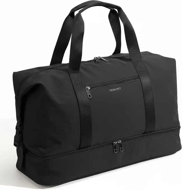 21in Women Weekender Duffle Bag 2Pc Canvas Leather Carry On Shoe Compartment10
