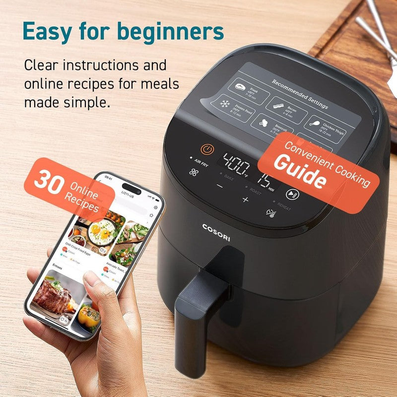 2.1 Qt Mini Air Fryer 4 in 1 Small Airfryer Nonstick Basket 97% Less Oil6