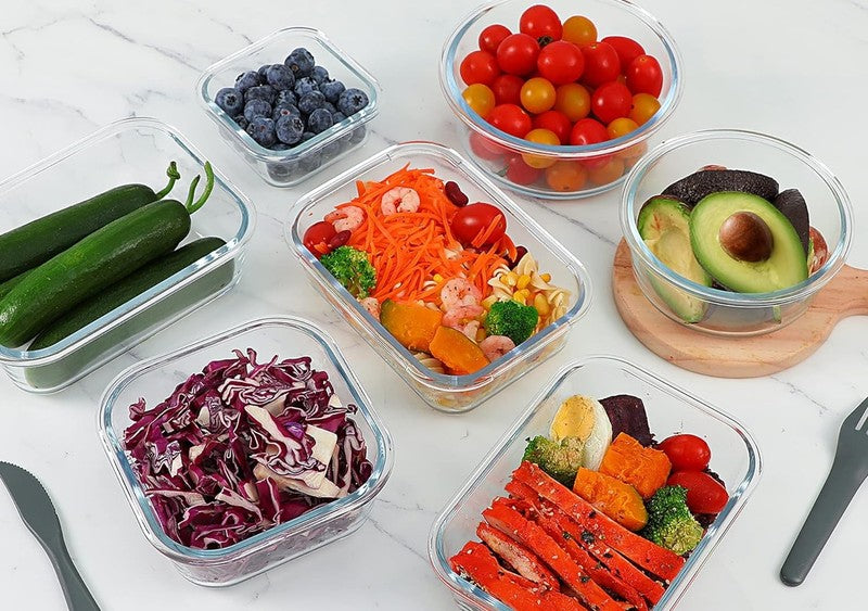 24 Piece Glass Meal Prep Containers Airtight Locking Lids Green7
