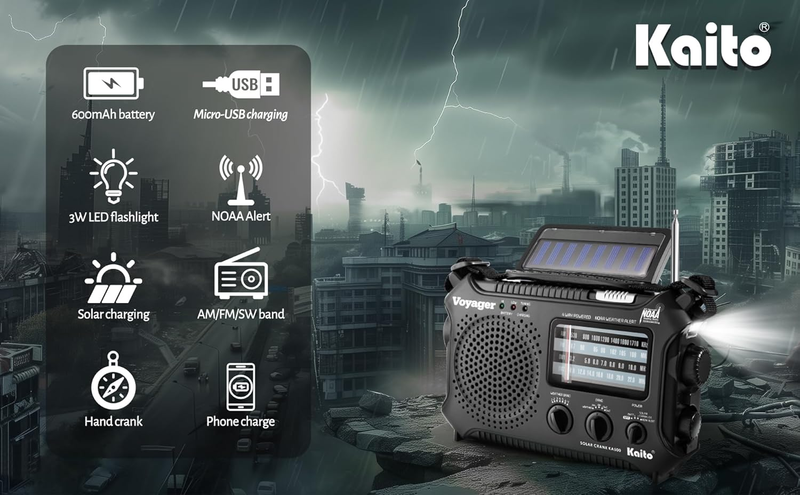 KA500 5 Way Powered Emergency AM/FM/SW NOAA Weather Alert Radio with Solar,Dynam4