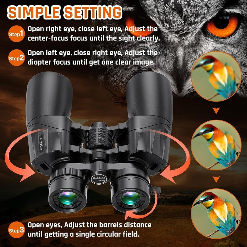 High Powered 10 30X50 Zoom Binoculars for Bird Watching & Hunting, Clear Vision1