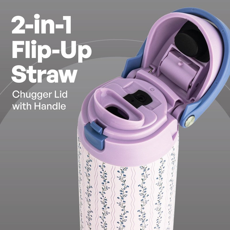 24oz Stainless Steel 2-in-1 Water Bottle with Straw and Chug Lid Vine Design1