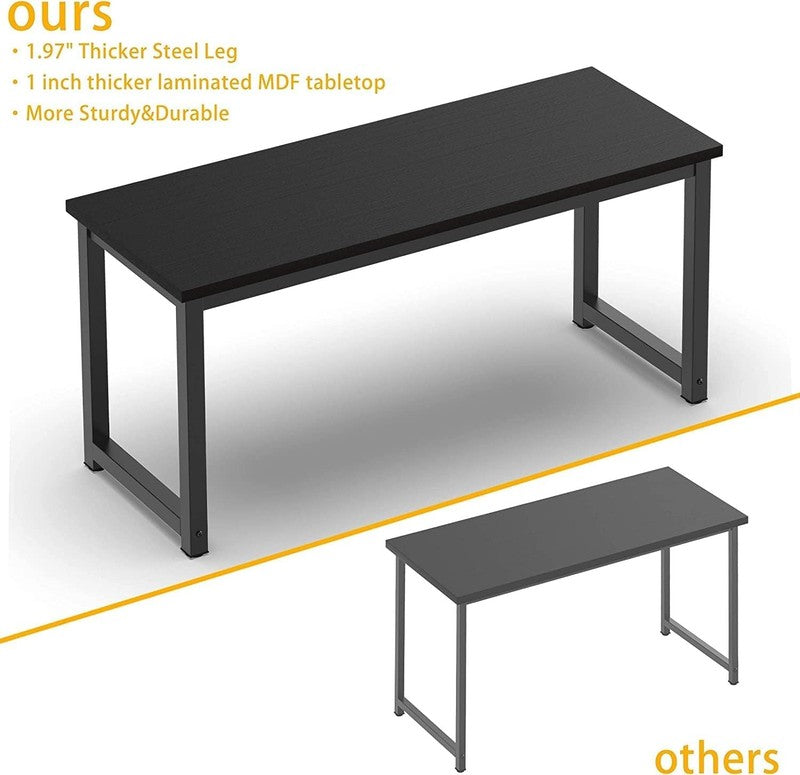 63'' Modern Computer Desk Large Office Writing Desk Home Office Black Metal6