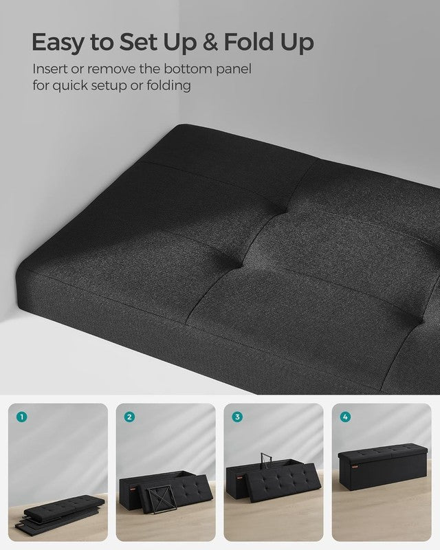 43'' Foldable Storage Ottoman Bench Flip Lid Entryway Living Room Ink Black5