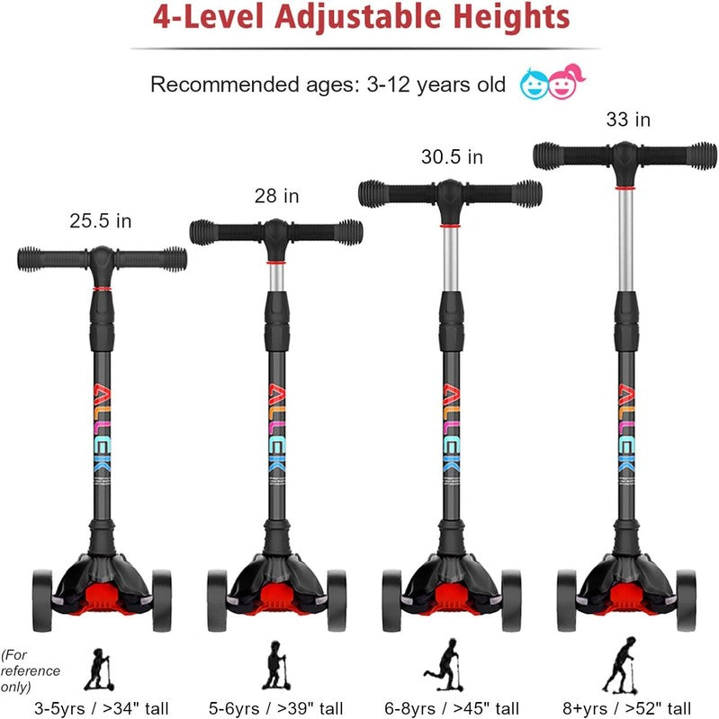 Kick Scooter B02 Lean 'N Glide Wide PU Light Up Wheels 4 Heights Black4