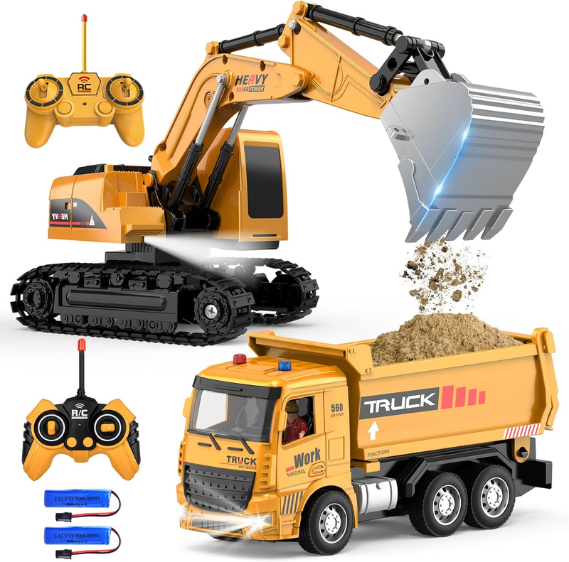 Remote Control Excavator Dump Truck Toy Set Construction Vehicles Kids7