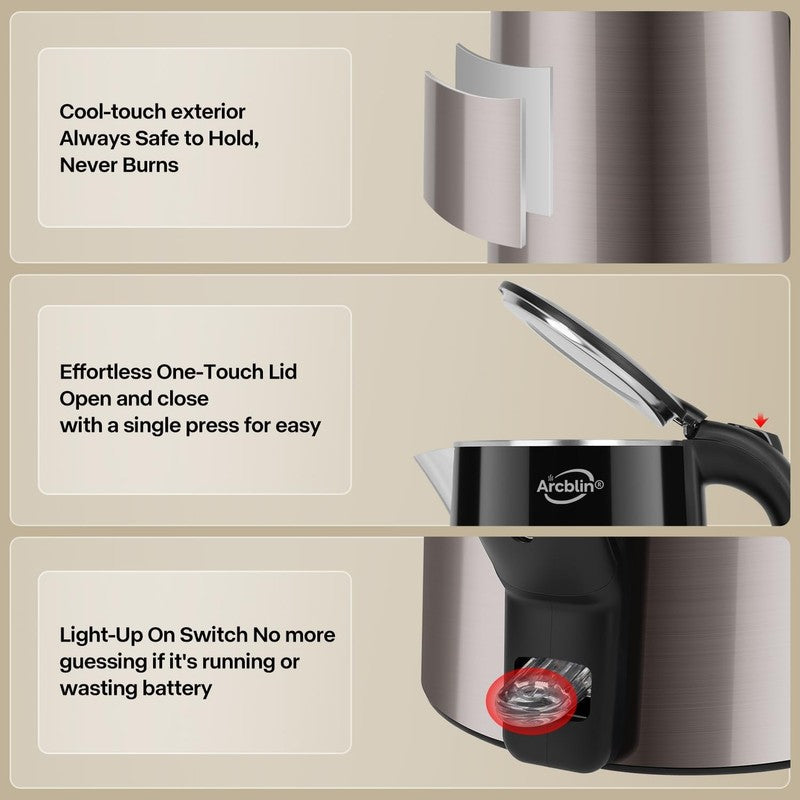 Electric Kettle 1.8L 1350W Double Wall Stainless Steel Auto Shut Off Dry Gold4