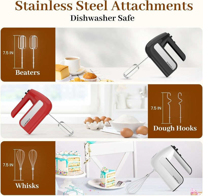 5 Speed Electric Hand Mixer, 800W Handheld Mixer with Turbo for Baking & Cooking5