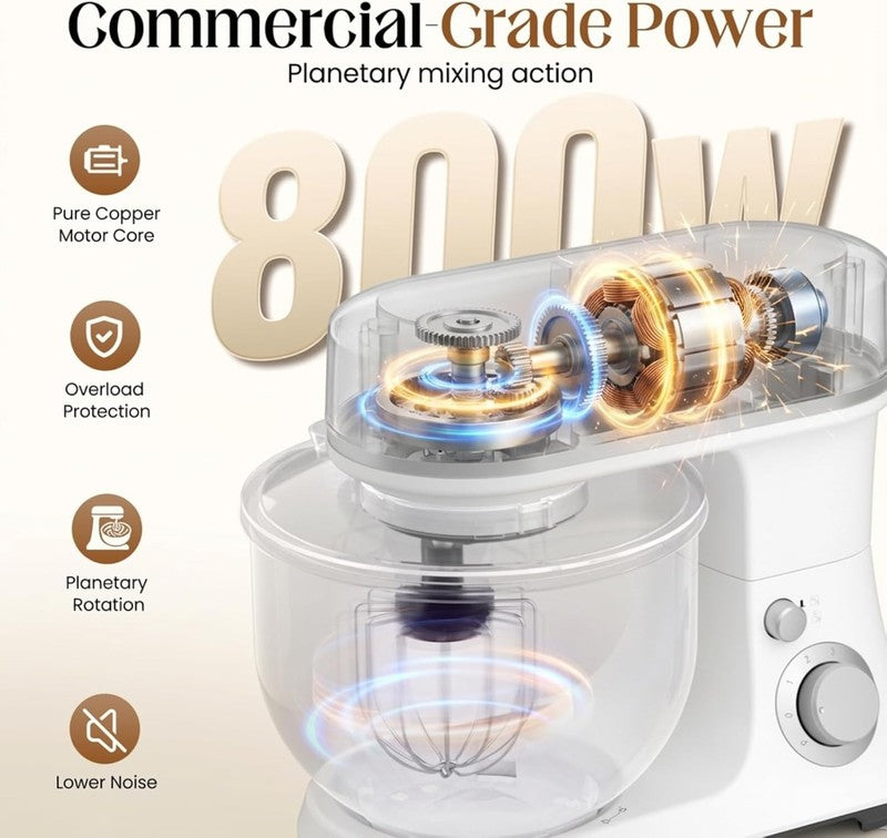 800W Stand Mixer 5.3QT 6-Speed w/ Pulse Dough Hook Whisk Beater1