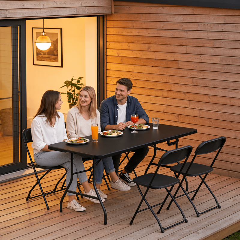 6FT Folding Table, Heavy Duty Portable Table, Waterproof HDPE, Foldable for Picn9