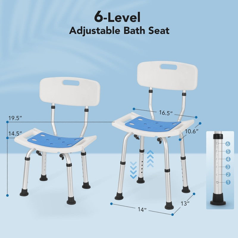 Adjustable Shower Chair with Backrest & EVA Seat for Seniors Elderly5